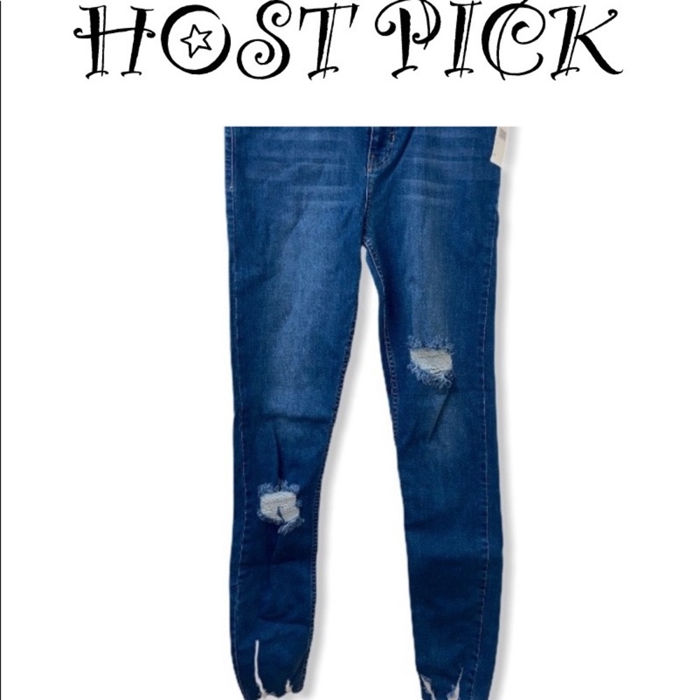 FREE PEOPLE, NEW, Shark Bite Blue Jeans Capris - Picture 2 of 6
